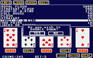 Draw Poker / Double Down atari screenshot